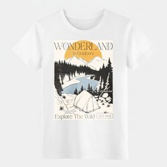 Wonderland In Outdoors Explore The Wild Vintage Camping Mountain Graphic T-Shirt
