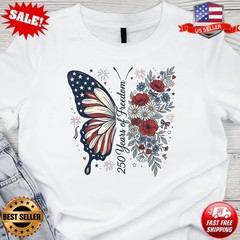 Patriotic Butterfly Shirt America 250th Anniversary 1776 2026 T-Shirt | S to 5XL