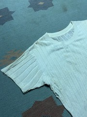 Vintage 40s 50s blank white pocket t shirt ribbed cotton distressed thrashed Med