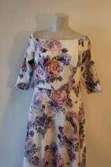 *Womens Veromia Occasions White Purple Off Shoulder Floral Maxi Dress 12
