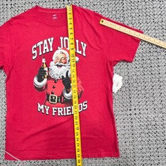 Stay Jolly My Friends Santa Graphic Tee Mens Large Red Christmas Holiday Time