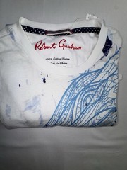 Robert Graham Men’s Wolf Graphic Crew Neck Short Sleeve T-Shirt White/Blue M