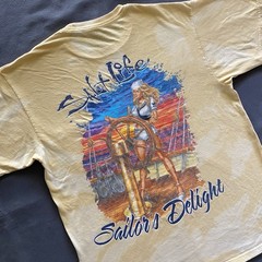 Salt Life T Shirt Mens Medium Yellow Bleach Acid Wash Fishing Sailor’s Delight