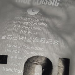 True Classic 100% Pima Cotton T Shirt Crew Neck Vapor Gray Sz L NIP ~ SOLD OUT