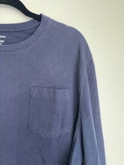 Croft & Barrow Easy Care Mens XL Navy Pocket Long Sleeve T-Shirt Cotton Blend