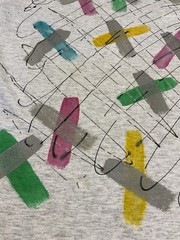 Vintage Hand Painted Glitter T Shirt Sz XL Abstract Custom Art To Wear 90s