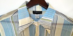 Vintage Couture Johnny Max NNX Sheer, Crinkle Crepe Long Sleeve Shirt.