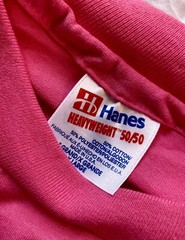 Vintage Single Stitch 1995 Hanes Heavyweight 50/50 XL Tee Shirt Plain Pink