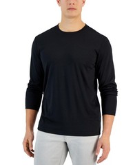 Alfani Alfatech Long Sleeve Crewneck T-Shirt Deep Black-2XL