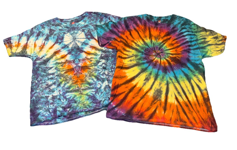 NEW 2 Large Hand Dyed Tie Dye Shirts hippie grateful dead phish billy strings