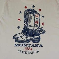 Common People Cowboy Print Tee Shirt Mens L White Montana State Ranch NWT