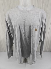 Walls Work Wear Men XXL Pocket Tshirt Long Sleeve Cotton Blend Gray