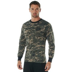 Subdued Urban Digital Camo Long Sleeve Cotton T-Shirt – Black & Gray Camouflage