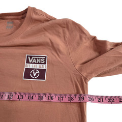 Vans Off The Wall T-Shirt Mens Peach Graphic M Crew Neck Long Sleeve Streetwear