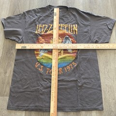 Led Zeppelin U.S. Tour 1975 T-Shirt Mens Large Gray Icarus Graphic Print Cotton