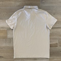 H&M Men’s Slim Fit Polo Shirt Button + Spare Beige Size Large Stretch