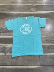 Vintage Lee Jeans CLASSIC LOGO T Shirt Turquoise Sz M Rare Single Stitch 80s