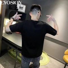 New Fashion Wings Trend Rhinestone Summer Short Sleeve Luxury Men Cotton T-Shirt