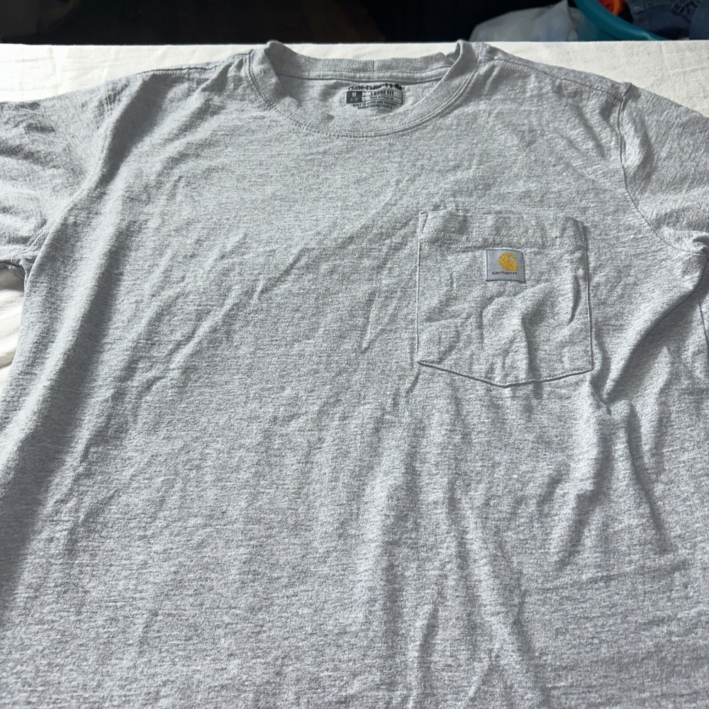 Carhartt Loose Fit Logo Front Pocket Gray T-Shirt Sz M (8-10) Youth