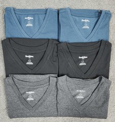 Men’s V Neck T Shirts Size SMALL “6 Pack” Blue Gray Black Goodfellow & Co.