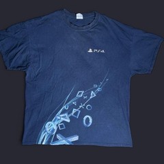 PLAYSTATION 4 PS4 GREATNESS AWAITS Men’s Promo Tee Size XL Navy Blue Game Stop