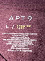 APT.9 Premier Flex Maroon V-Neck T-Shirt Large Lightweigh