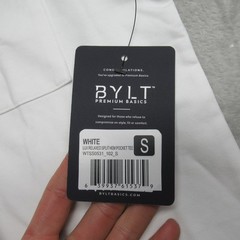 BYLT Premium Basics Shirt Mens Small White Lux Relaxed Split Hem Pocket Tee NEW
