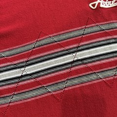 Avirex LTD Red Argyle Stripe Acrylic Knit Shirt Large Y2K Hip Hop Streetwear