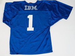 Vintage IBM Computer Football Jersey Men Size 2XL Blue Promo Made USA Wilson