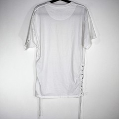 Faith Connexion Mens XS White Elongated Tie Lace T-Shirt K662