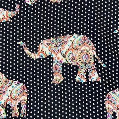 Womens Short Sleeve Shirt Elephant and Polka Dot Patterns Black Colorful Design