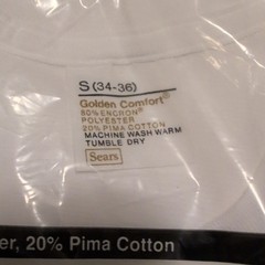 VINTAGE VTG SEARS GOLDEN COMFORT PLAIN WHITE T SHIRT Sz Small 34/36 Cotton Poly