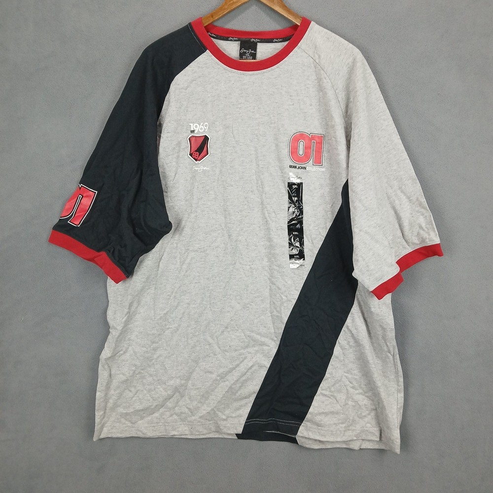 VTG Sean John Collection 01 T Shirt Mens 2XL Heather Gray Raglan Sleeve Graphic