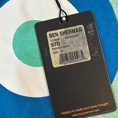 Ben Sherman Target Logo T-Shirt Mens M Absinthe Green Cotton Blend Ringer Tee