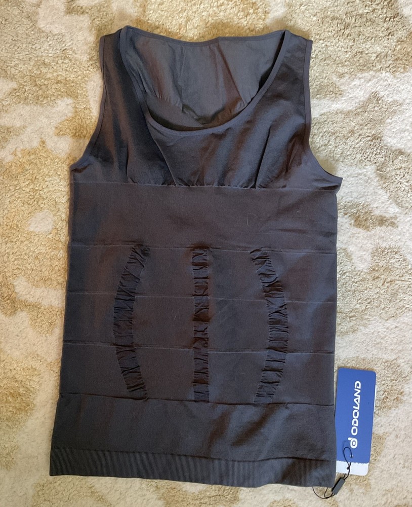 ODOLAND Men’s Body Shaper Slimming Tummy Vest Compression Shirt Tank Gray XXL