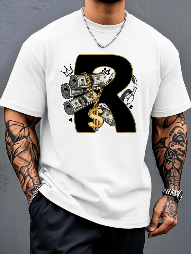 Men’s Stylish Casual Graphic T-Shirt Sport Streetwear Trend Fashion Tee