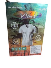 Quicksilver Men’s Size Medium 4 Pack Premium 100% Cotton V-Neck Tees Tag Free