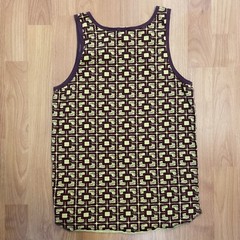 Geometric Squares Brown & Green Tank Top Men’s Small