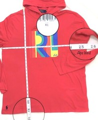POLO RALPH LAUREN Men’s Logo Jersey Hooded T-Shirt in Starboard Red SZ. L,XL,XXL