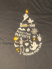 American Red Cross Peace Love Platelets 2024 Halloween Platelet Donor XL T-Shirt
