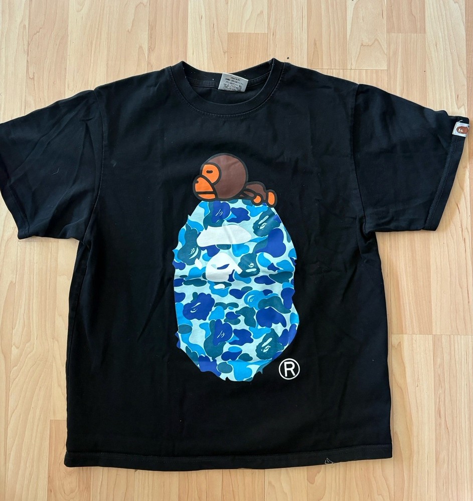 BAPE Bathing Ape ABC Camo Blue Baby Milo Tee Shirt Size M