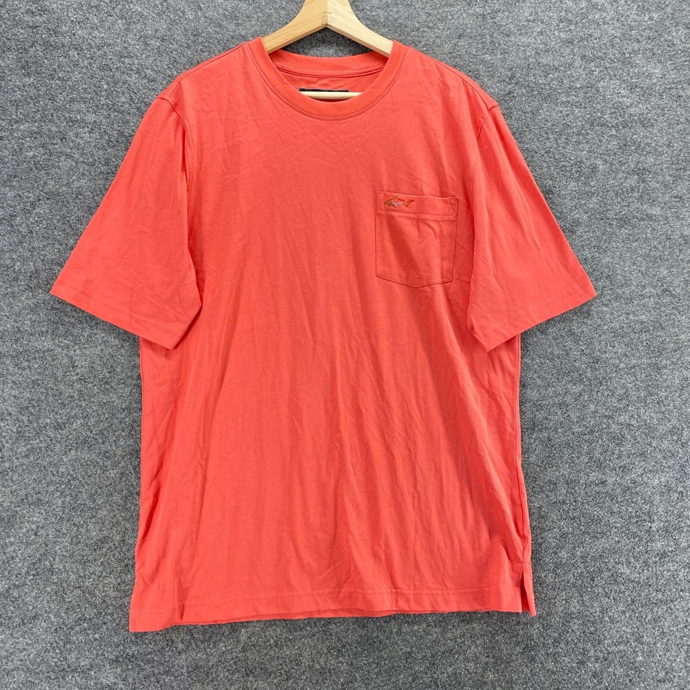 Greg Norman Shirt Men M Orange Crew Neck Short Sleeve Cotton Regular Fit