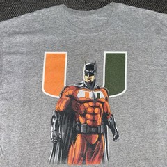 University of Miami Hurricanes Batman DC Comics Superhero Gray T Shirt Men’s XL