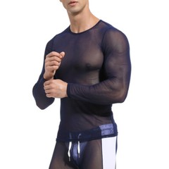 Mens Long Sleeve See Through Mesh T Shirt Sexy Muscle Clubwear Blouse Tops Tee