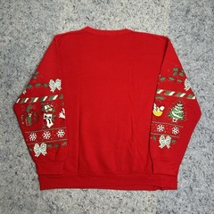 Vintage Holiday Time Christmas Sweatshirt USA Teddy Bears XL Red Ugly Sweater