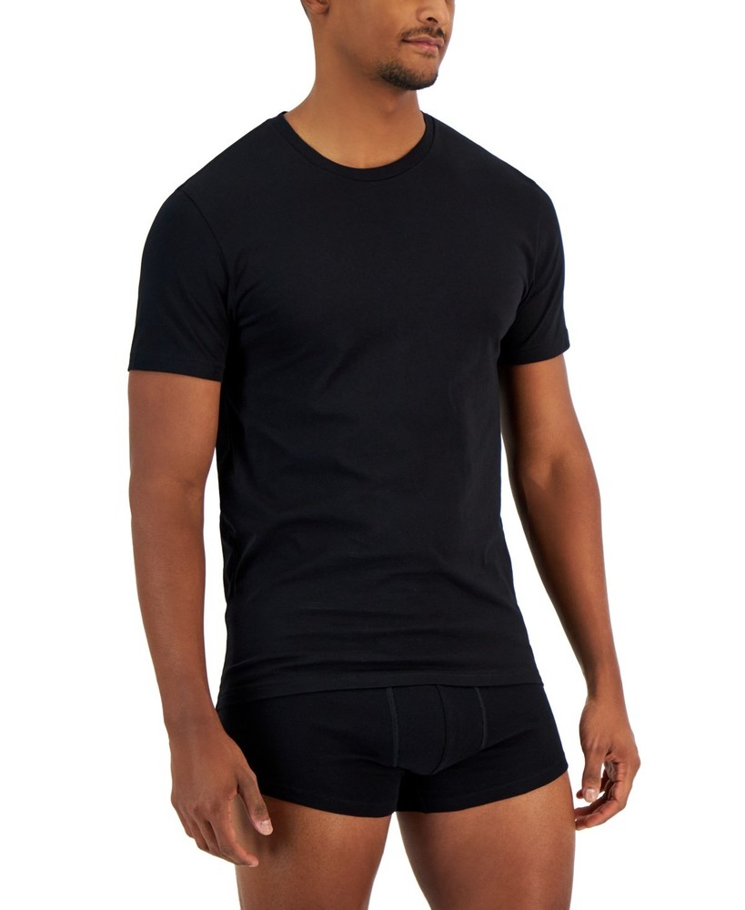Alfani Men’s 4-Pk. Classic-Fit Solid Cotton Undershirts Deep Black Size L