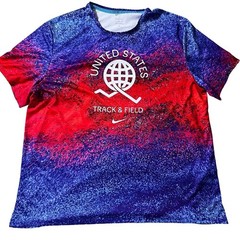 Nike Dri-FIT USA Track & Field Shirt XL FJ3411-635 UPF 40+ Red Blue