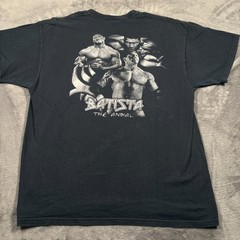 Vintage 20s Fruit of the Loom Batista The Animal Wrestling T-Shirt Mens XL Black