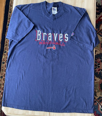 Vintage Atlanta Braves T Shirt 1998 Men’s XL Navy Blue Pro Player MLB Baseball