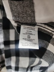 MENS GEORGE DOUBLE POCKETS FLANNEL SHIRT LONG SLEEVE BLACK WHITE SIZE 3XL NEW